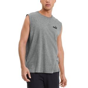 Puma Men's Ess Logo Graphic Sleeveless T-Shirt -Med Grey Heather-M, men’s shirt